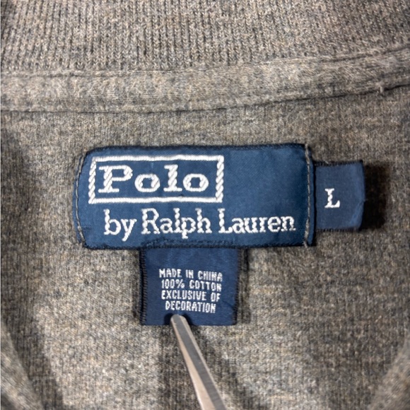 Polo Ralph Lauren Sweater Mens L Gray Pullover 1/4 Zip Long Sleeve Pony Logo - Picture 6 of 9